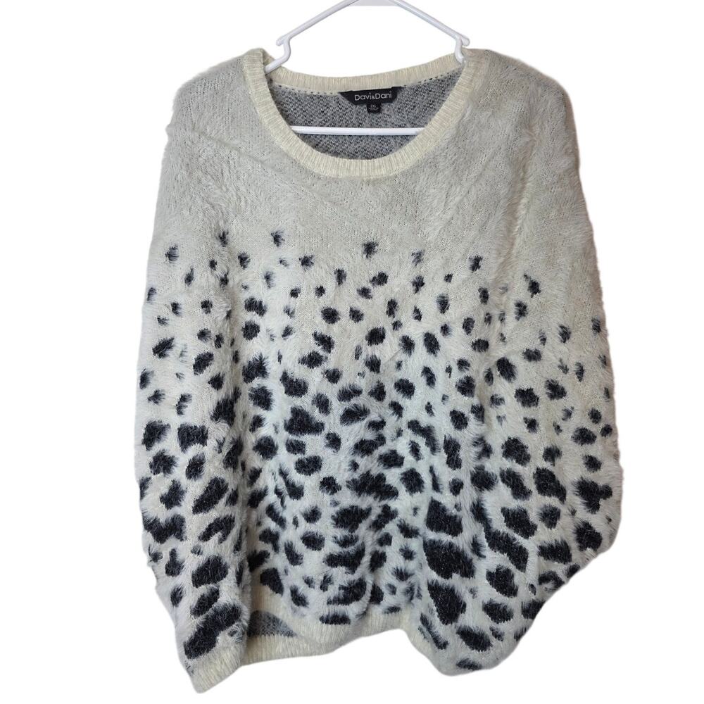 Davi & Dani Cream Spotted Dolman Sleeve Sweater, 2XL